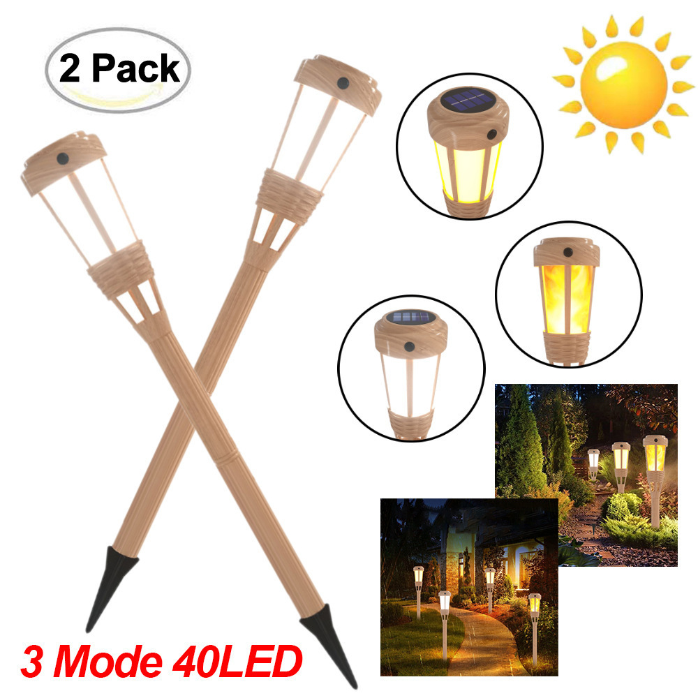 40LED Solar Powered With Light Sensor Simulated Shape Outdoor Garden Solar Flame Bamboo Torch Lights