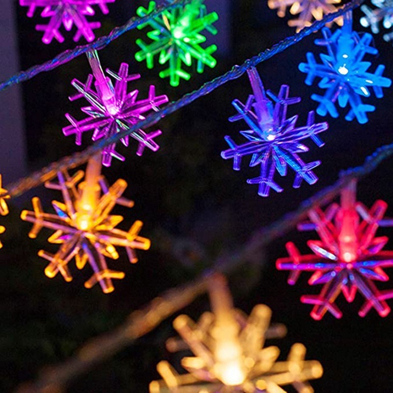 Christmas Snowflake String Lights 3 Meters 20 LED Hanging Decorations Battery Operated Fairy Lights