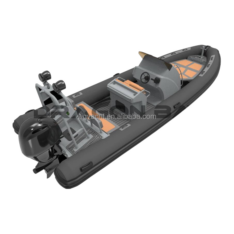 China cheap 25ft dinghy boats rigid inflatable large rib boat 760 aluminum center console fishing boats 7.6m