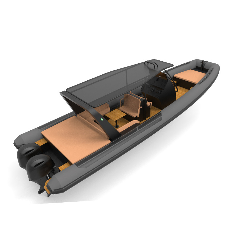 CE high quality new 11m 12m 36ft hypalon pvc rigid inflatable center console aluminum work rib boat