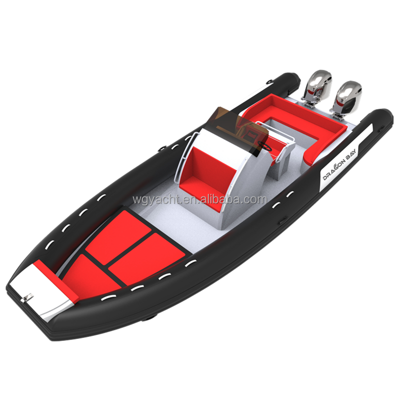 China cheap 25ft dinghy boats rigid inflatable large rib boat 760 aluminum center console fishing boats 7.6m