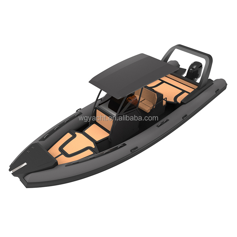 High Quality Luxury 28ft RIB860 Aluminum Deep V Hull ORCA Hypalon Boat With Large Hardtop