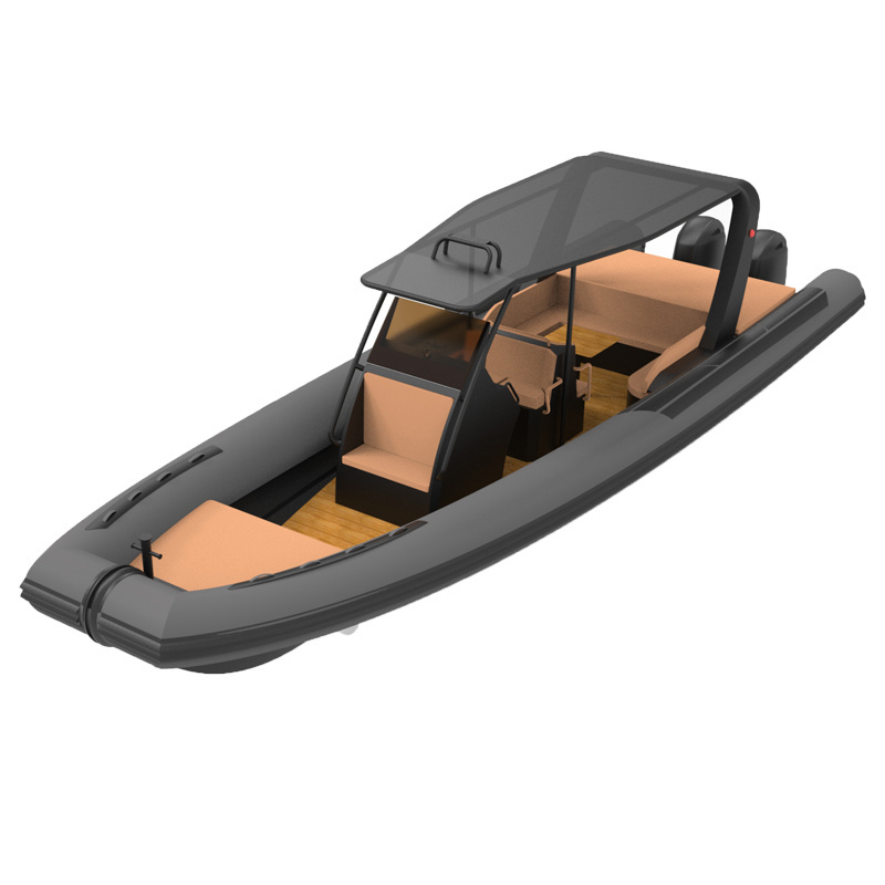 CE high quality new 11m 12m 36ft hypalon pvc rigid inflatable center console aluminum work rib boat