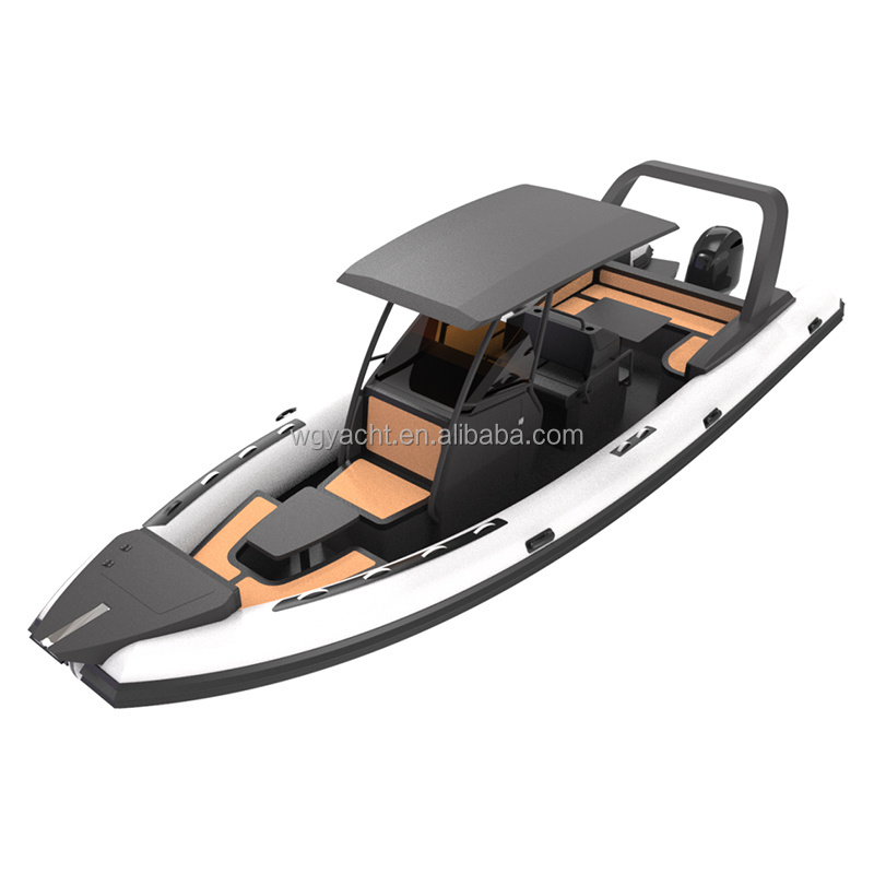 High Quality Luxury 28ft RIB860 Aluminum Deep V Hull ORCA Hypalon Boat With Large Hardtop