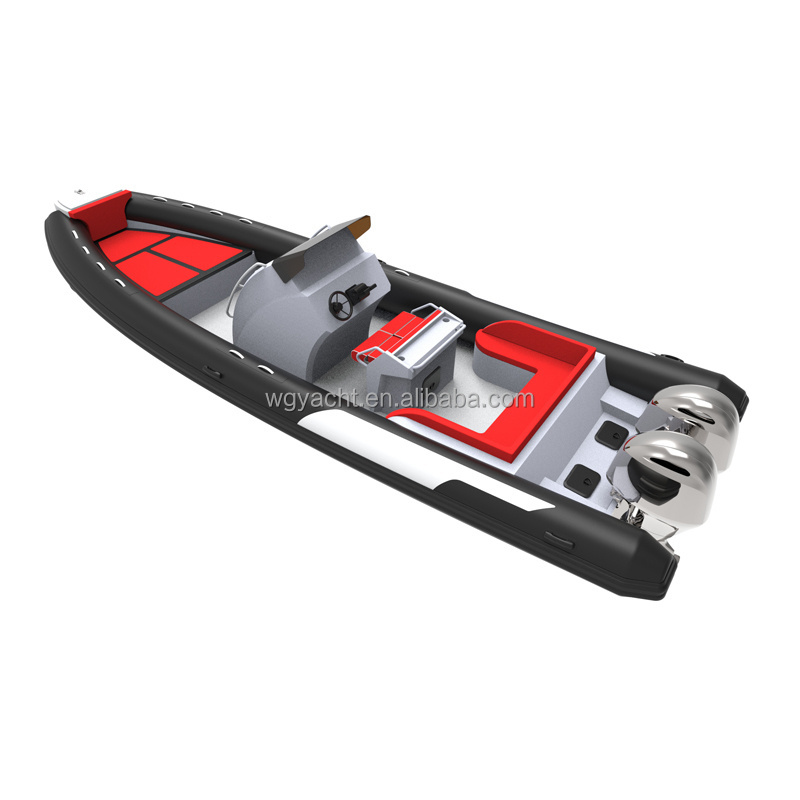 China cheap 25ft dinghy boats rigid inflatable large rib boat 760 aluminum center console fishing boats 7.6m