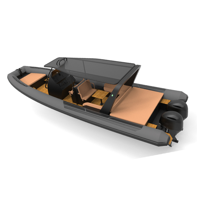 CE high quality new 11m 12m 36ft hypalon pvc rigid inflatable center console aluminum work rib boat