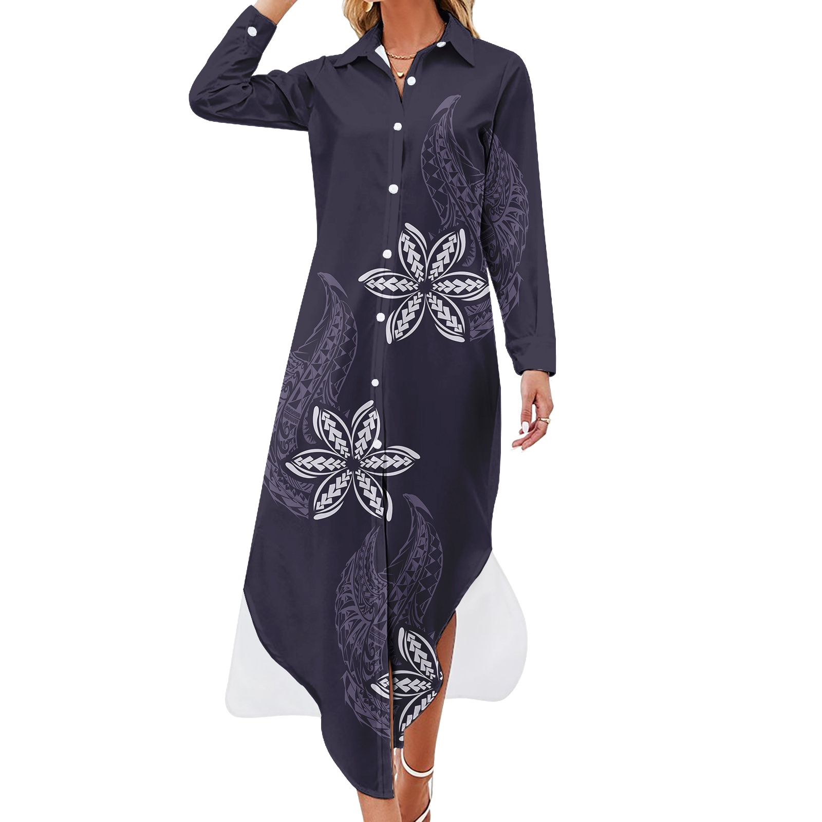 Brand New Polynesian Tribal Design Elegant Casual Dresses Custom Print Dress Women Clothing Plus Size Dress For Fat Women