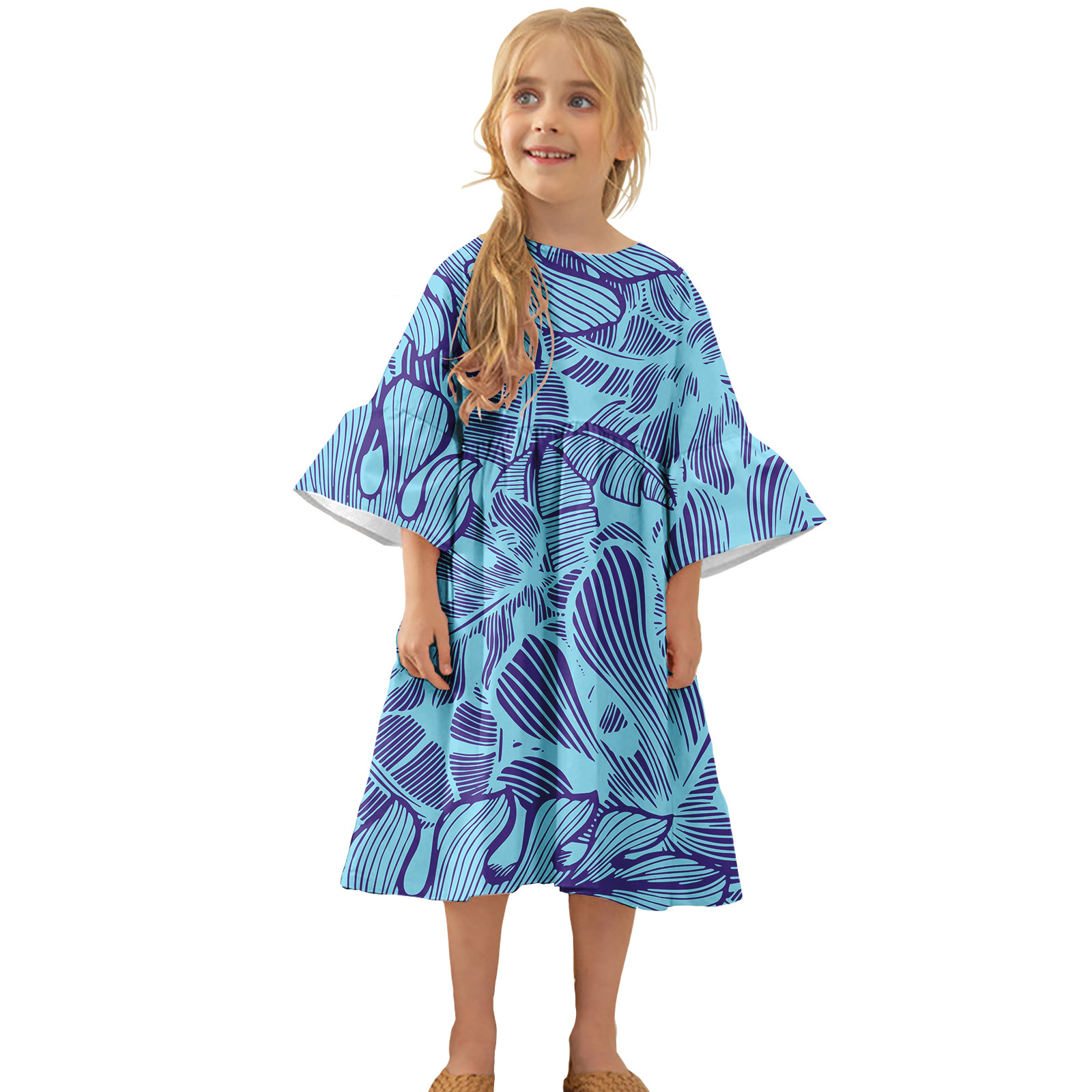 1 MOQ Drop Shipping Polynesian Elei Tribal Design Cheap Custom Kids Casual Dresses For Party Wedding Princess Children Clothing