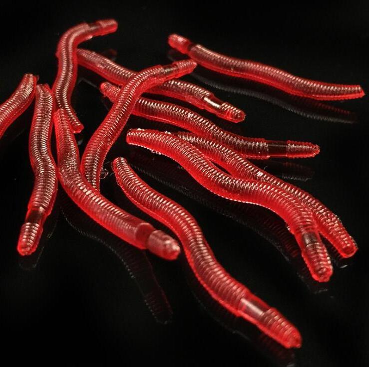 Wholesale 3.5cm 0.25g Isca Ring Worm Fishing Lures Simulation Red Earthworm Soft Lifelike Worm Smell Baits