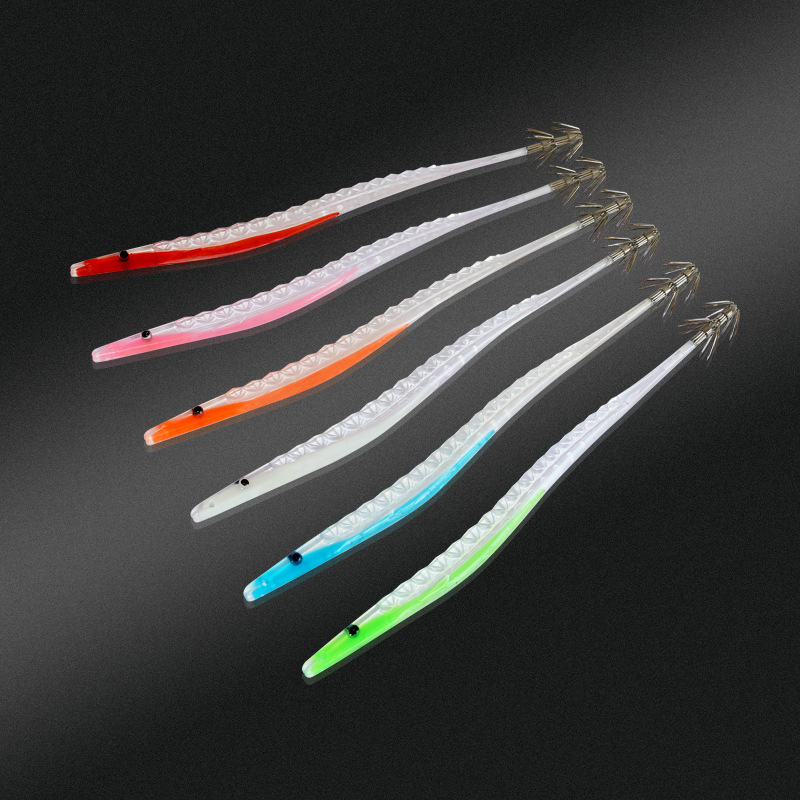 14cm3.7g Road Yayi Nightlight Squid Bait Squid Hook 18cm Eel Sea 10pcs/bag Fishing Soft Bait Squid Hook Set Cross border