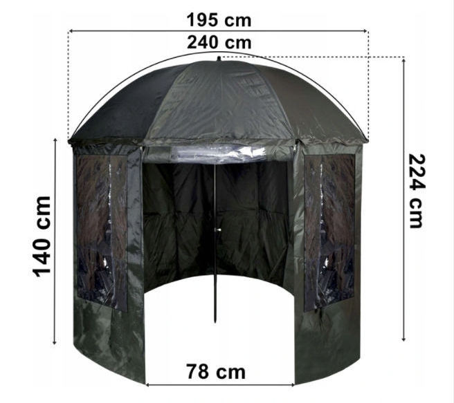 Outdoor foldable PVC waterproof carp fishing umbrella with shelter parasol