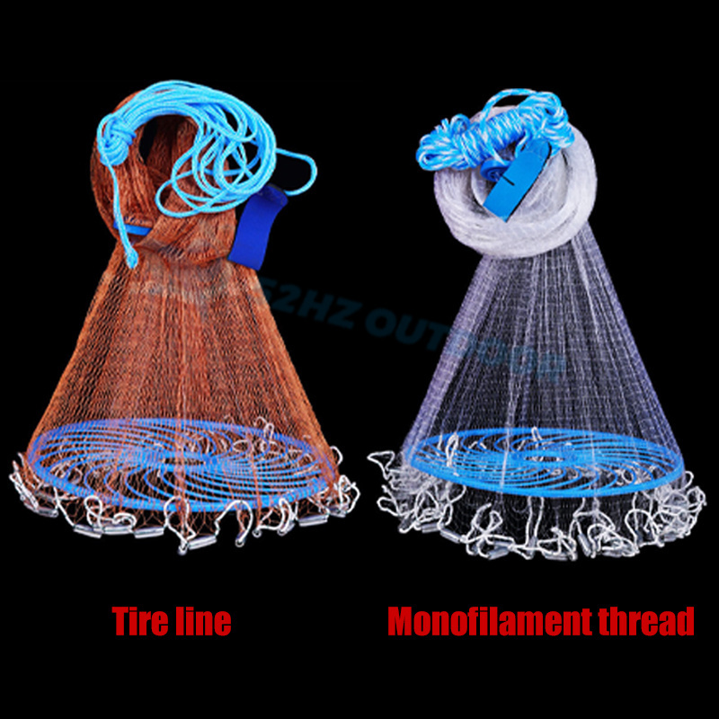 Hot Selling Size 4~9 Feet Nylon Hand Cast Net throwing bottom pocket cast net fishing cast net for sale