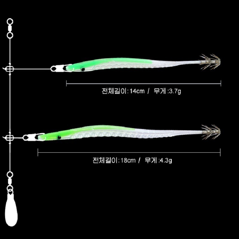 14cm3.7g Road Yayi Nightlight Squid Bait Squid Hook 18cm Eel Sea 10pcs/bag Fishing Soft Bait Squid Hook Set Cross border