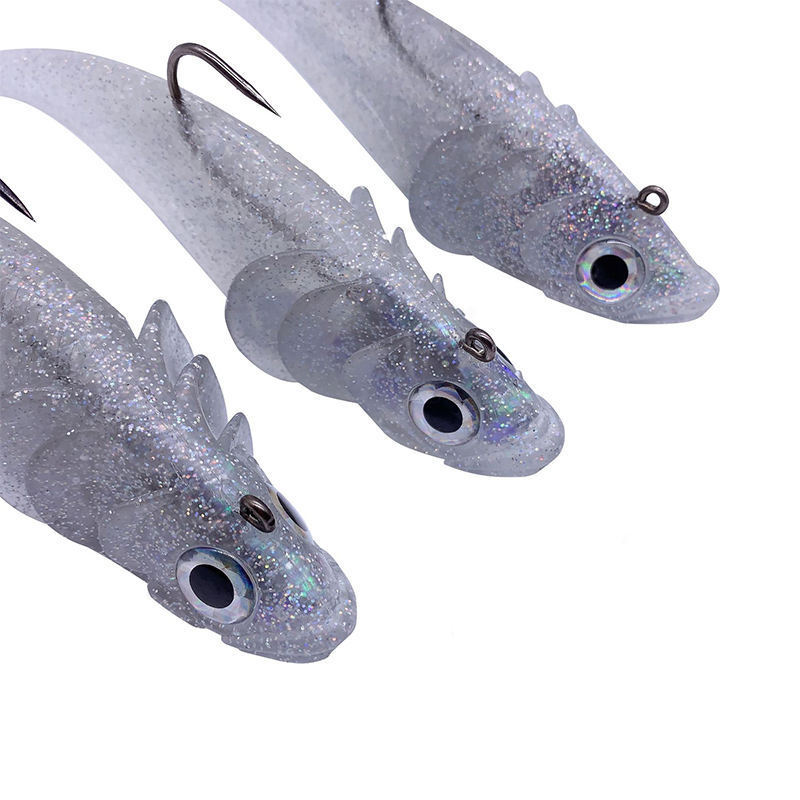 High quality soft swim baits 195mm 95g long casting deep sea fishing lures for bass fishing 3D Eyes T Tail