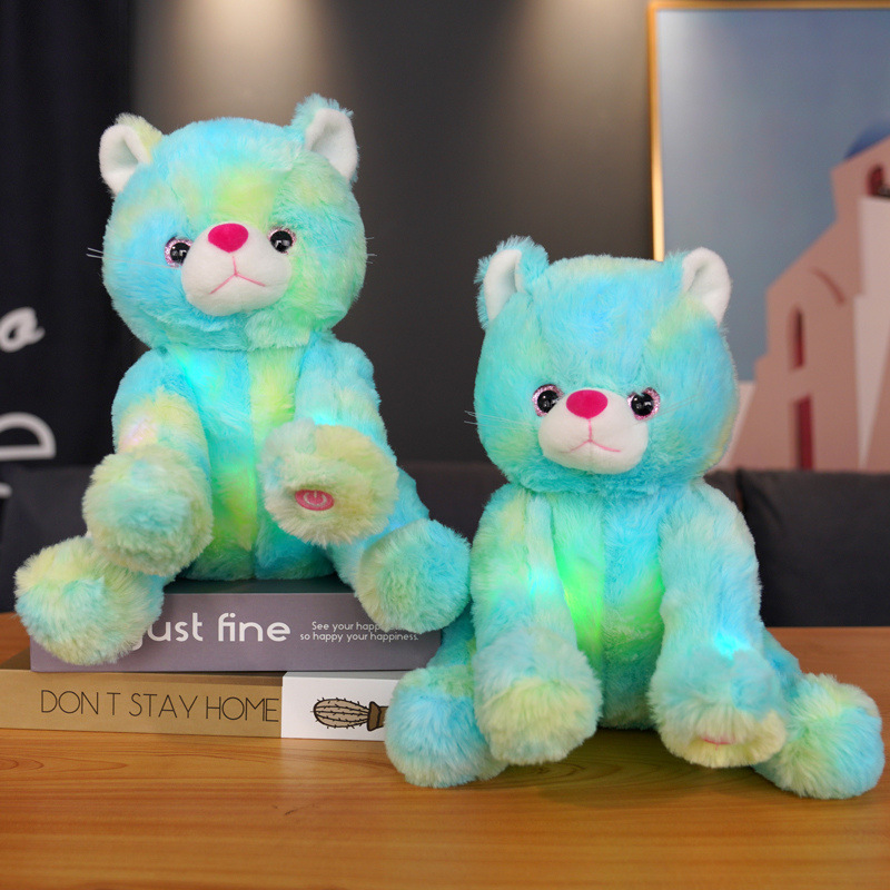 ZD Electric Glowing Led Light Cat Plush Toys Soft Luminous Animal Cats Pillow Stuffed Dolls Sleeping Toy for Kids Birthday Gifts