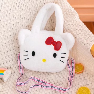 ZD Cute Bow Tie Kitty Plush Bag Hi Kitty Plush Backpack the Kitty Stuffed Handbag Kulomi Melody Bags Shoulder-bag