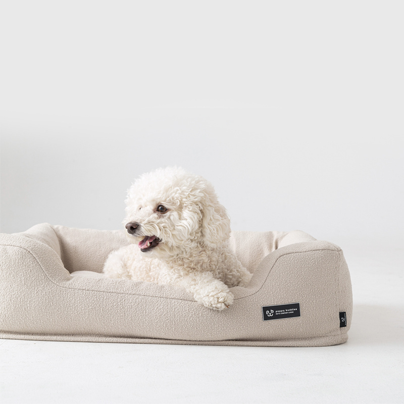 2023 LS Newly Design Popular Boucle Fabric Slow Resilience Memory Foam Dog Bed Removable Cover Dog Bed