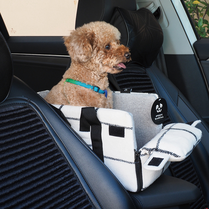 LS Peppy Buddies Multi Functional Pet Sling Bag Dog car bed Small Dogs Armrest Booster Seat Middle Console Dog Car Bed