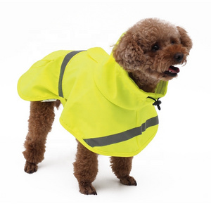 LS OEM Factory Waterproof Reflective Dog Raincoat Clothes Hoodie with Harness Opening and Poop Bag Pocket Pet Accessories