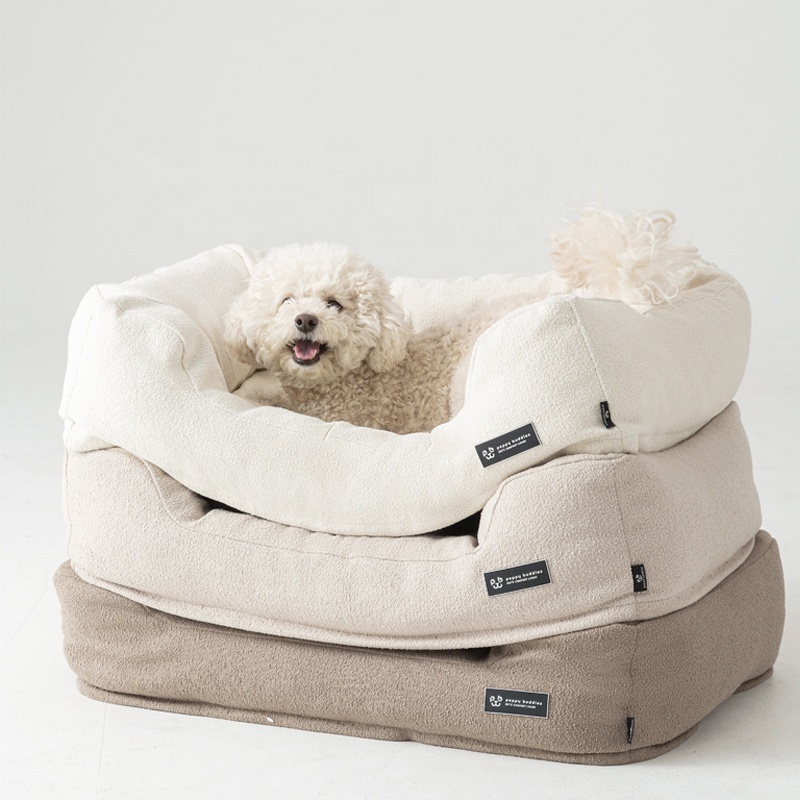 2023 LS Newly Design Popular Boucle Fabric Slow Resilience Memory Foam Dog Bed Removable Cover Dog Bed