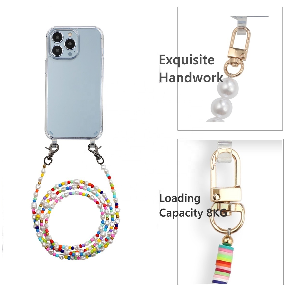 for Iphone 14 13 Pro Max Chain Phone Case for Samsung Galaxy A14 A54  Necklace Cross Body Phone Case With Stainless Steel Chain