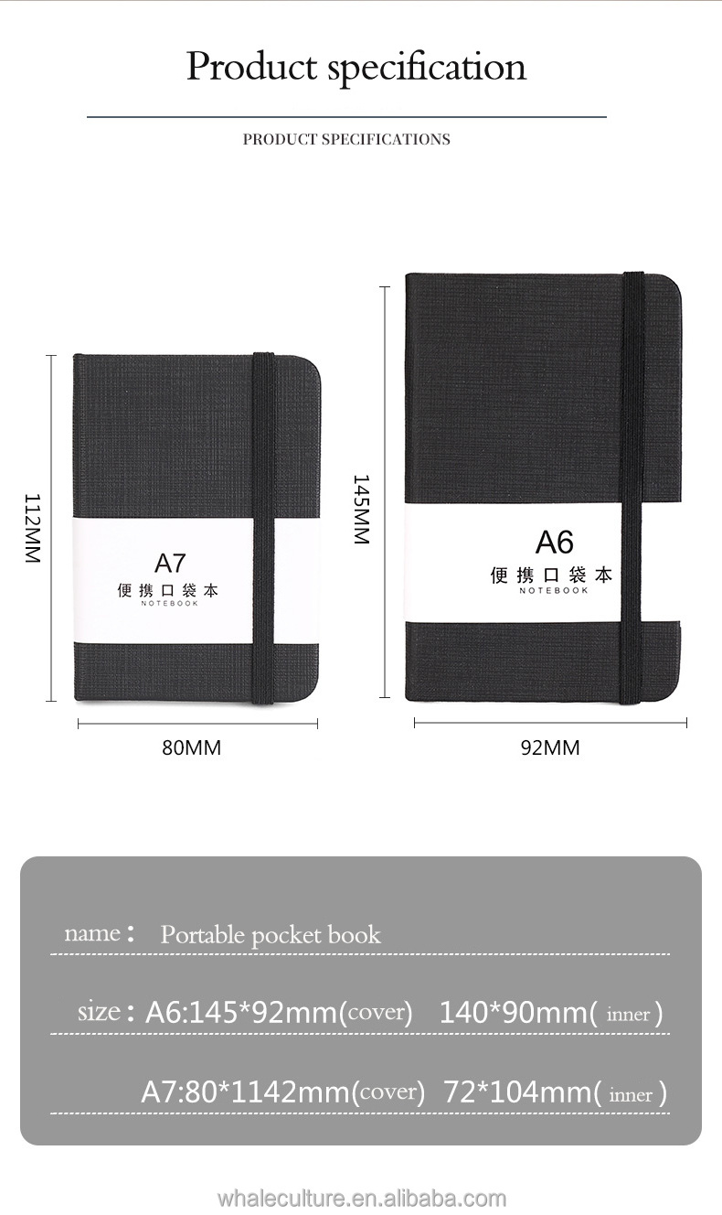 High Quality a6 notebook hardcover pu leather  pocket notebook with pen  journal notebook With Custom Logo