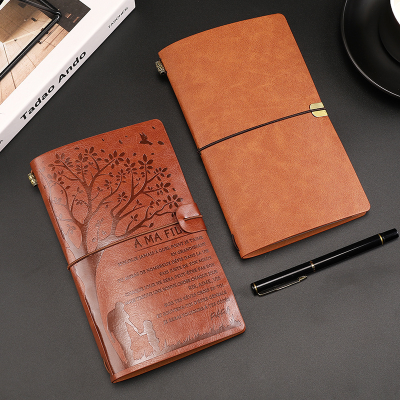 Handmade Leather Custom Printed Logo Agenda Planner a5 Travel Notebook Journal wholesale for original notebooks 22 by 23