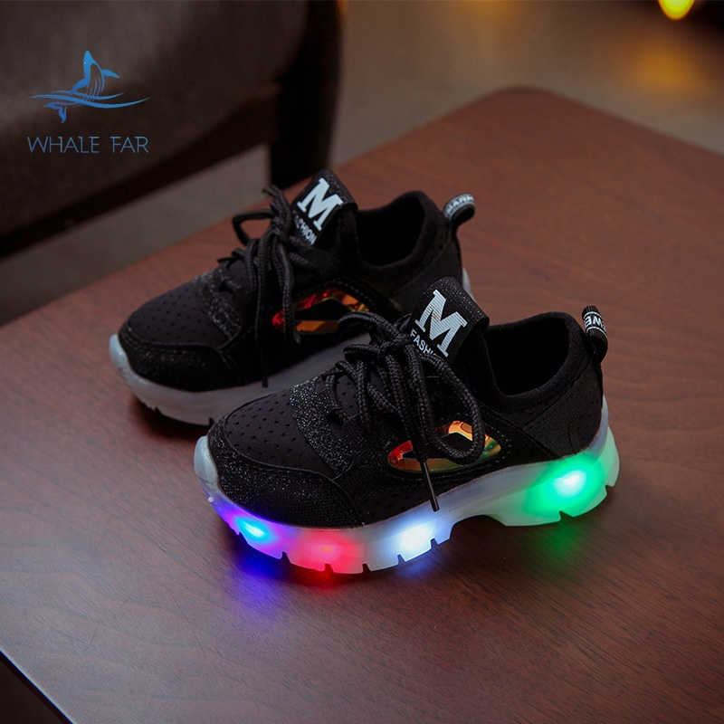 Children Baby Girls Boys Letter Mesh Led Socks Sport Run Sneakers Shoes Kids Sneakers Light Up Shoes