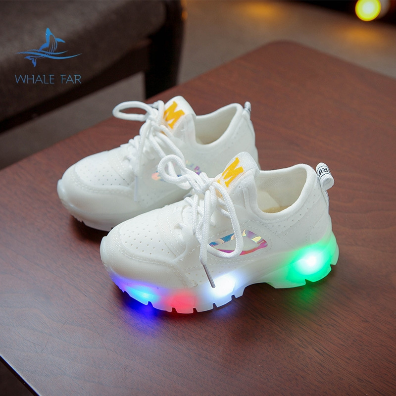 Children Baby Girls Boys Letter Mesh Led Socks Sport Run Sneakers Shoes Kids Sneakers Light Up Shoes