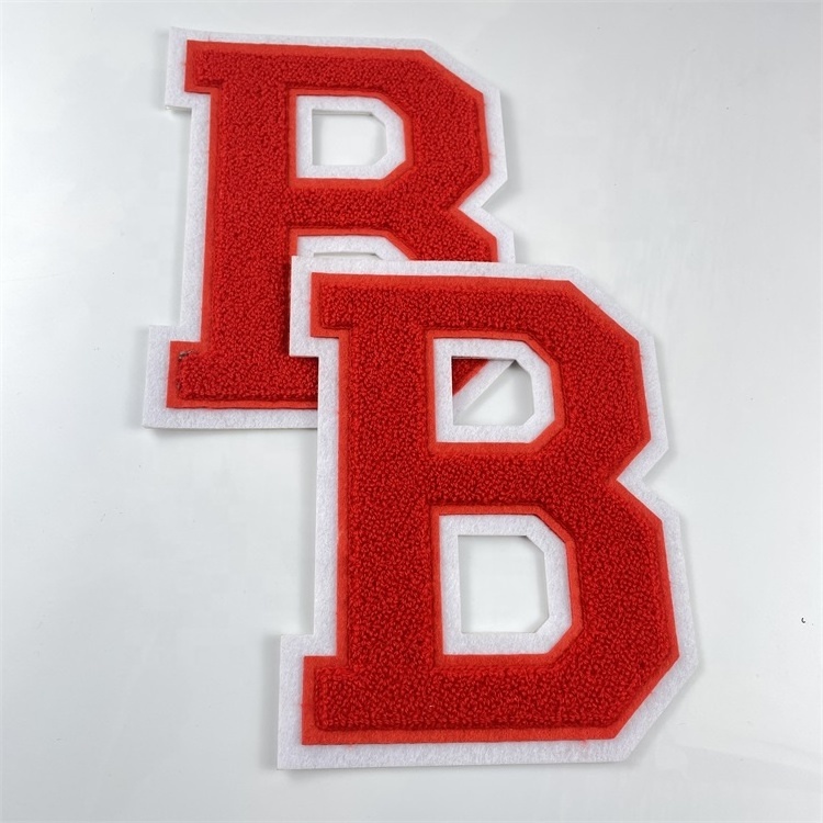 wholesale letters with felt base chenille embroidery custom chenille letter patches hoodies