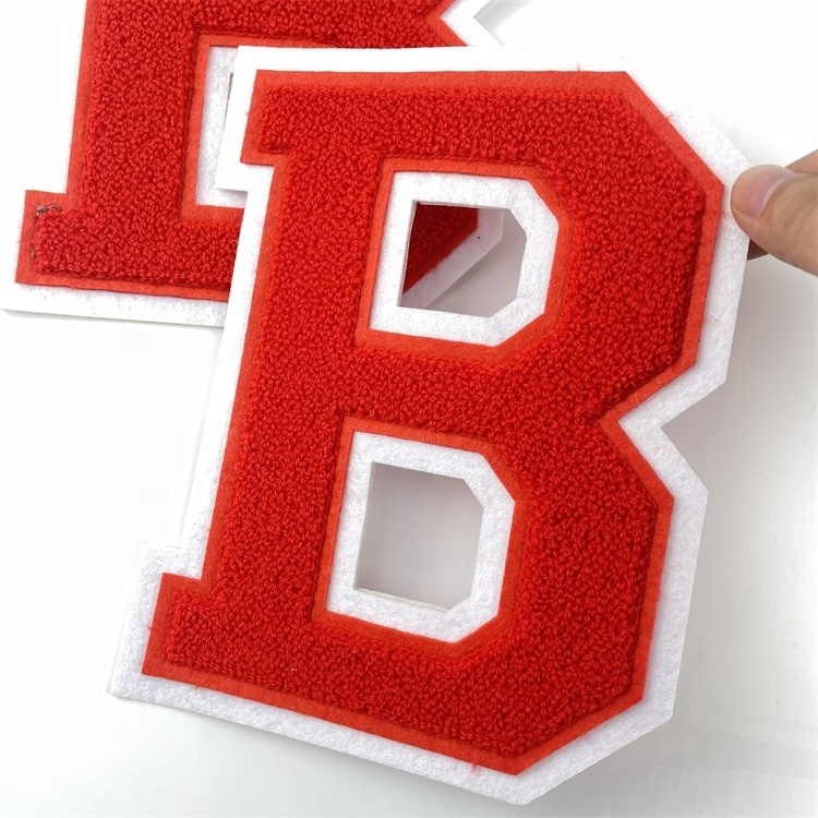 wholesale letters with felt base chenille embroidery custom chenille letter patches hoodies