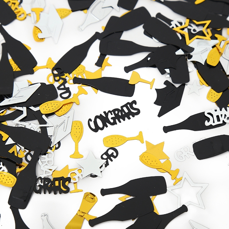 Congrats Grad Confetti Black Gold Silver 2023 15g Class of 2023 Decorations Table Throw confetti At The Party