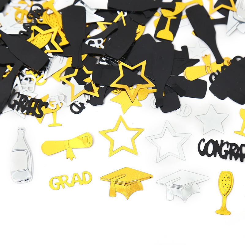 Congrats Grad Confetti Black Gold Silver 2023 15g Class of 2023 Decorations Table Throw confetti At The Party