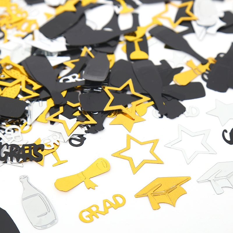 Congrats Grad Confetti Black Gold Silver 2023 15g Class of 2023 Decorations Table Throw confetti At The Party