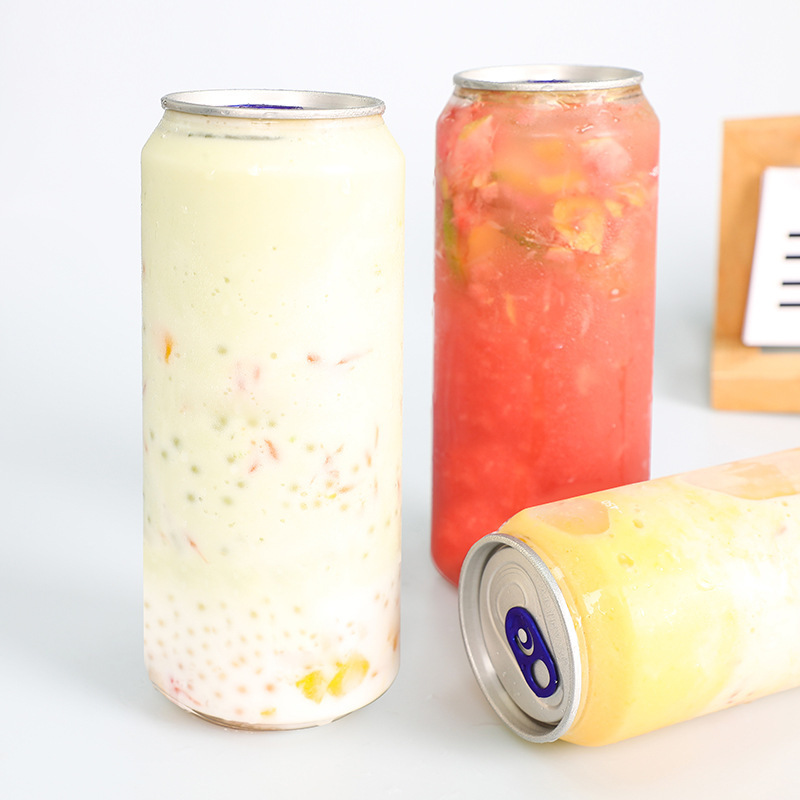 Factory Round Food Grade Wide Mouth Transparent Boba Tea Smoothie Cake Cold Coffee  PET Plastic Soda Can