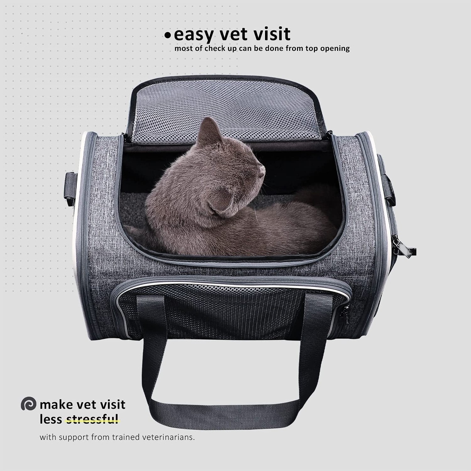 Top Load Cat Carrier Bag Airline Approved Collapsible Pet Carrier for Medium Cats and Small Dogs