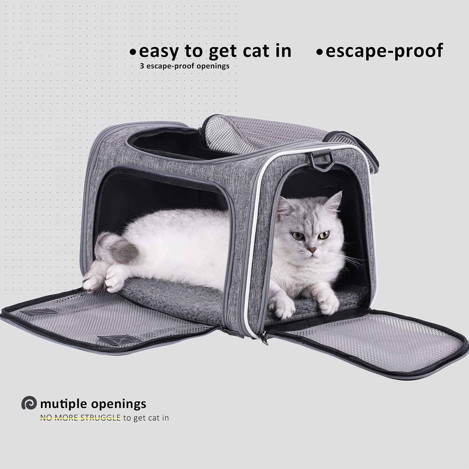 Top Load Cat Carrier Bag Airline Approved Collapsible Pet Carrier for Medium Cats and Small Dogs