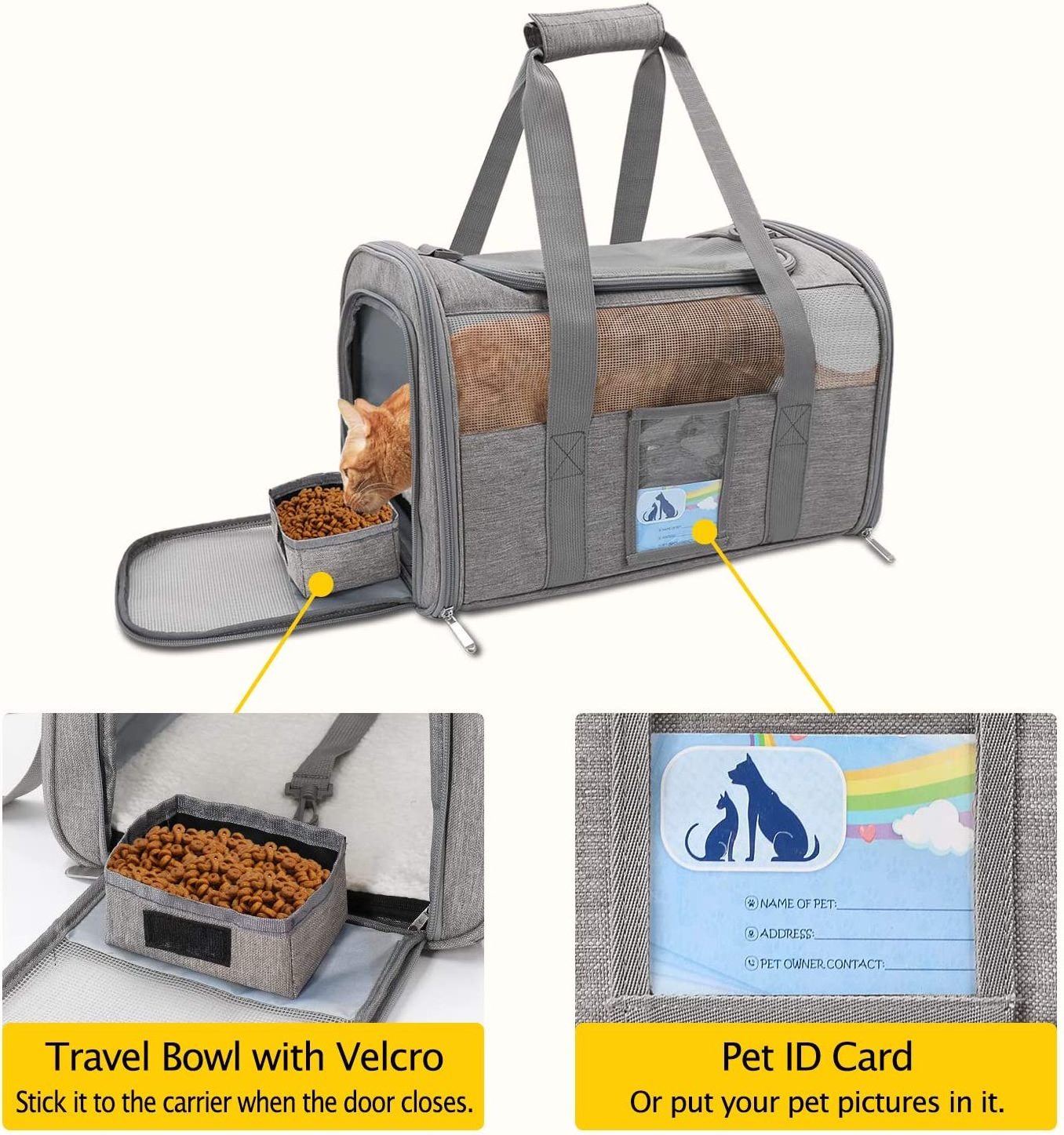 Airline Approved Cat Carriers15 Lbs of Puppy Carrier Soft Pet Cages Carrier for Cats Dogs