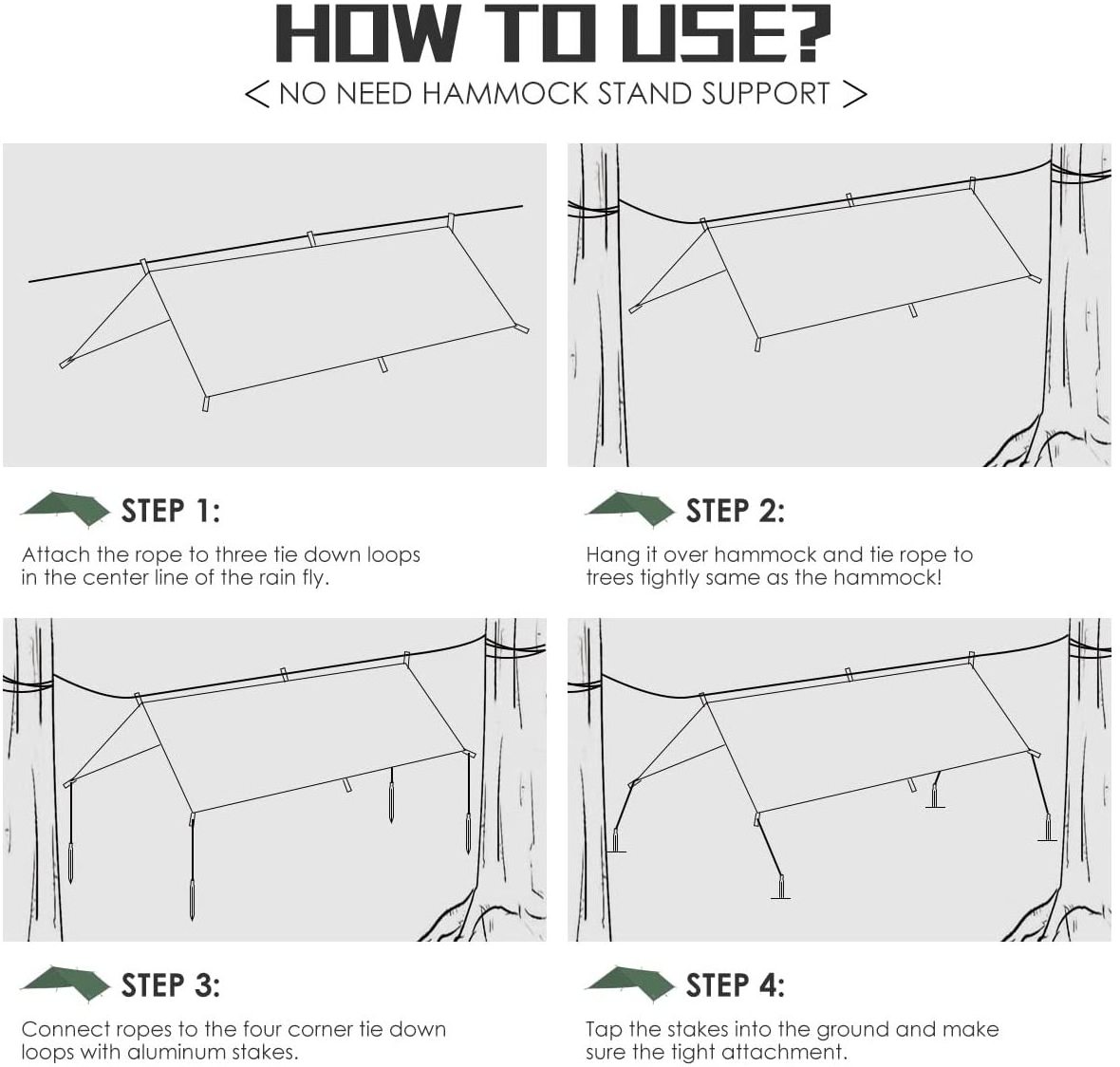 Outdoor Adventures Survival Gears Easy to Setup Camping Tarp Tent Hiking Travel Outdoor tarp  canopy