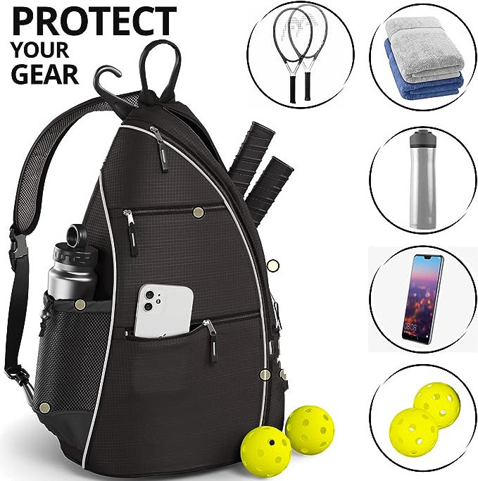 2023 New Arrival Tennis, Racketball, and Travel for Women Men Sling Bag Crossbody Backpack for Pickleball