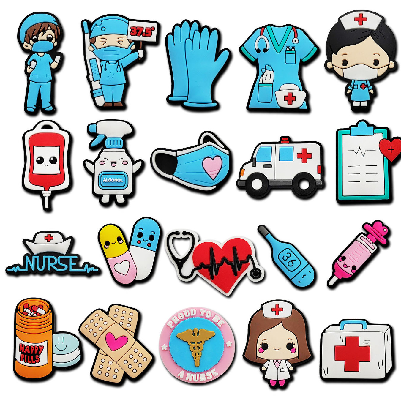 Doctor Nurse Hospital series PVC Charms Accessories for shoes charms straw topper