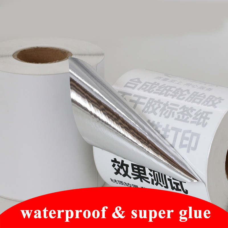 Super strong glue silver bottom blank Thermal adhesive tire label waterproof tyre wheel stcikers for thermal transfer printers