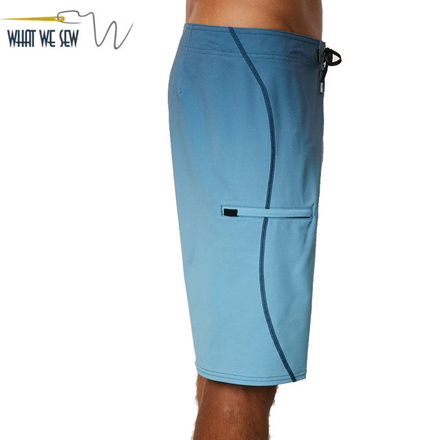 Men's dye sublimation sky blue quick dry polyester blank board shorts wholesale s side seams