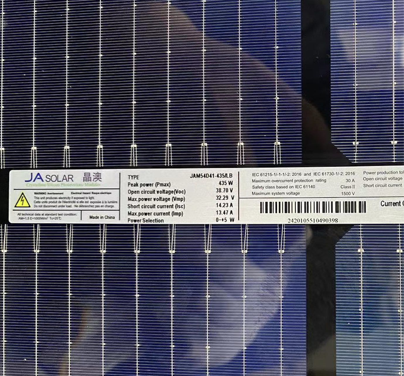 JA solar Deepblue 4.0 N-type Bifacial full black Solar panel 455W 445W 435W 430W double glass Solar Panel JAM54D41 LB