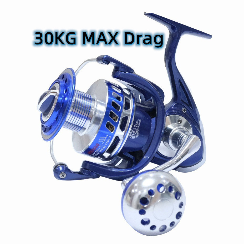 Slow Jigging Saltiga Max Drag 30kg Fishing Reel 6000 9000 Saltwater Surf Spinning Reel Sea Waterproof Jig Boat Fishing Reel