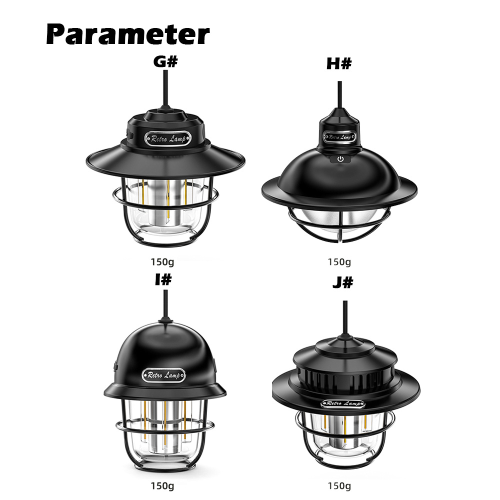 BANGQI  Outdoor Camping Essentials Portable Atmosphere Lamp Rechargeable   Adjustable Light Source Retro Led Lantern