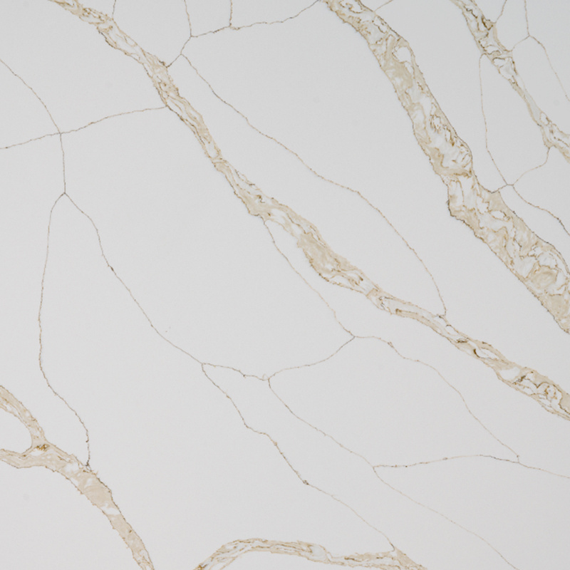 Best Selling Calacatta white Quartz with black or gold veins slabs for countertop and benchtop or worktops