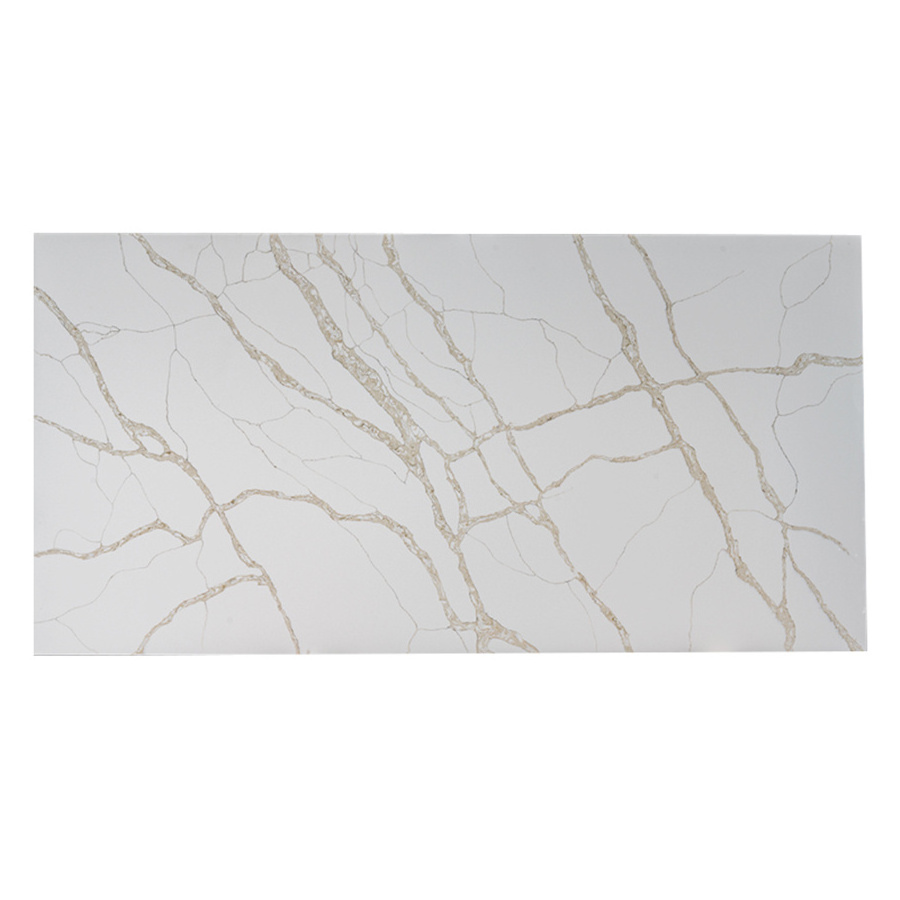 Best Selling Calacatta white Quartz with black or gold veins slabs for countertop and benchtop or worktops