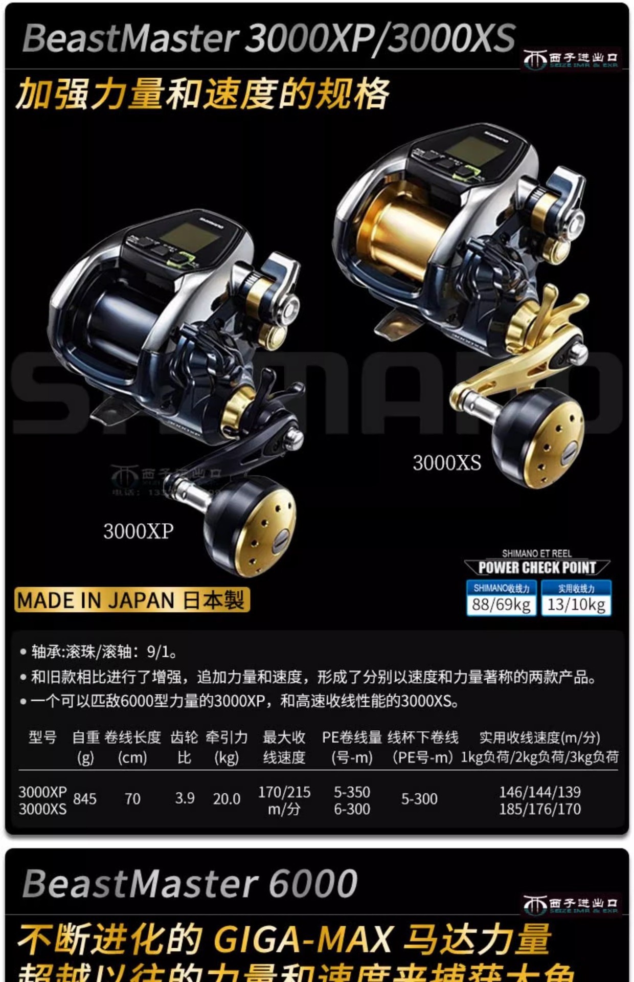 Hotsale Beast Master MD3000 6000 Shimano Electric Count baitcasting fishing Reel Deep Sea Saltwater boat fishing Jigging Reel