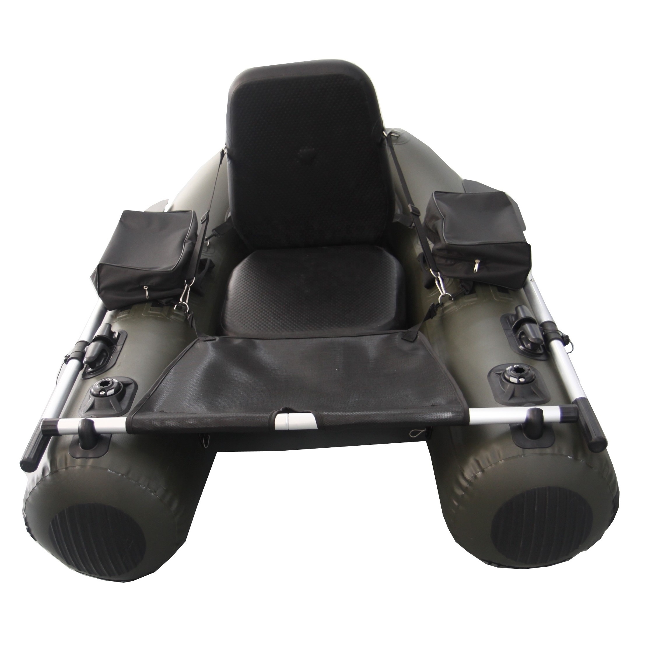 Inflatable Fishing Boat Belly Boat with Storage Pockets, Adjustable Straps & Bracket for trolling Motor Kayak for fishing